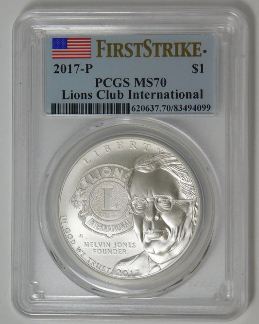 2017-P Commemorative Lions Club Silver Dollar TOP GRADE! PCGS MS70