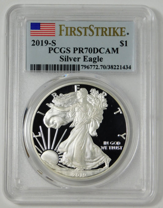 2019-S $1 American Silver Eagle TOP GRADE! PCGS PR70DCAM First Strike