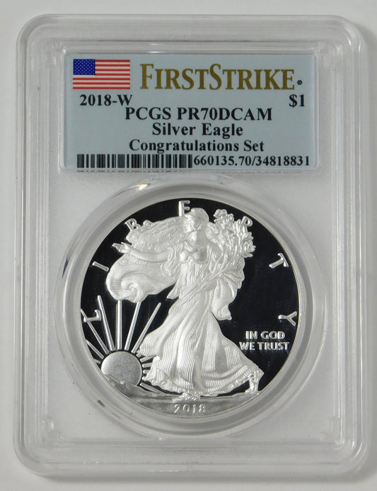 2018-W Silver Eagle "Congratulation Set" First Strike PCGS PR70DCAM