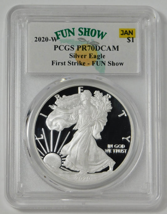 2020-W Silver Eagle First Strike - FUN SHOW PCGS PR70 DCAM