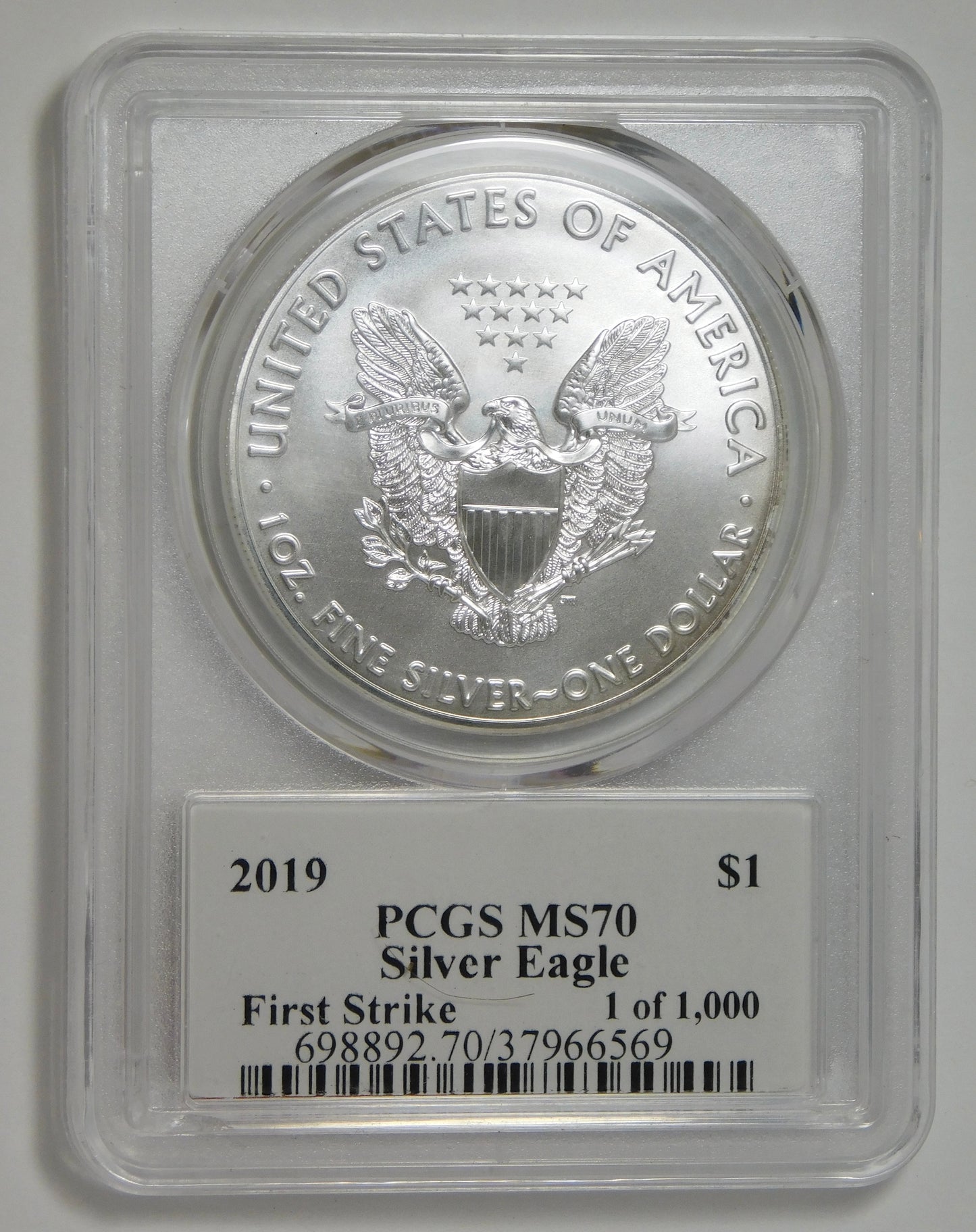 2019 American Silver Eagle "Thomas S Cleveland Signed" PCGS MS70