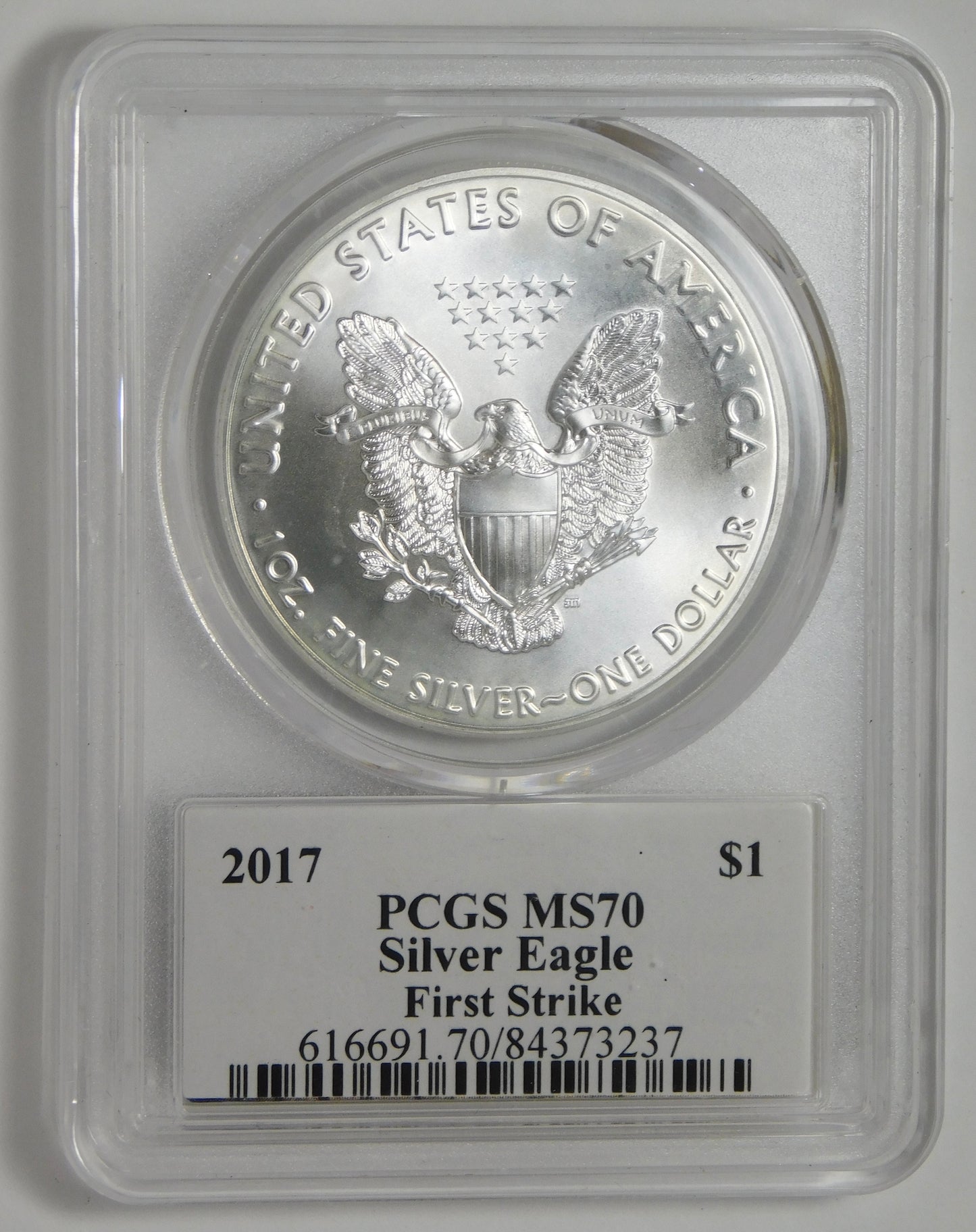 2017 Silver Eagle First Strike D. Trump Inaugural Label PCGS MS70