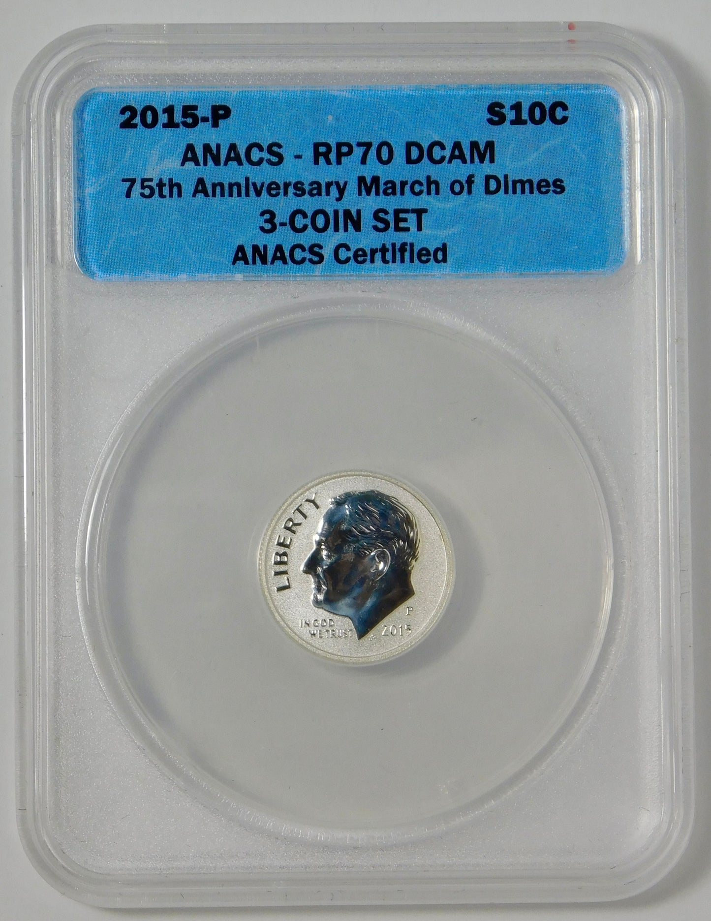 2015-P Roosevelt Dime Silver Reverse Proof ANACS Proof-70 DCAM