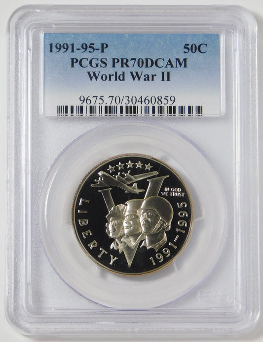 1991-1995 Commemorative World War 2 Half Dollar TOP GRADE! PCGS PR70