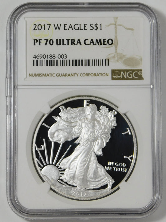 2017 W American Eagle Silver Dollar TOP GRADE! NGC PF-70 UC