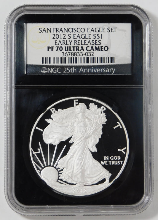 2012-S Eagle Silver Dollar Early Releases Top Grade! NGC PF-70 Ultra Cameo