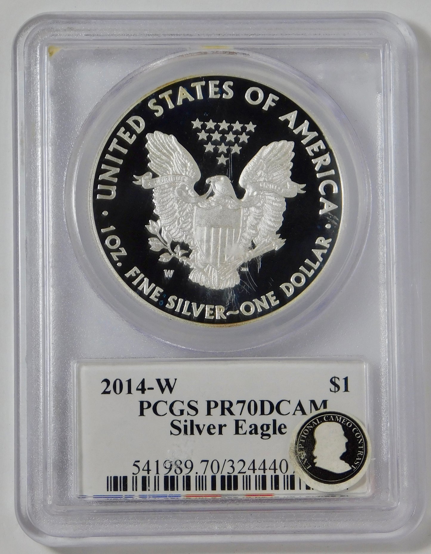2014 W American Eagle Silver Dollar "Exceptional Cameo" PCGS PR70 DCAM