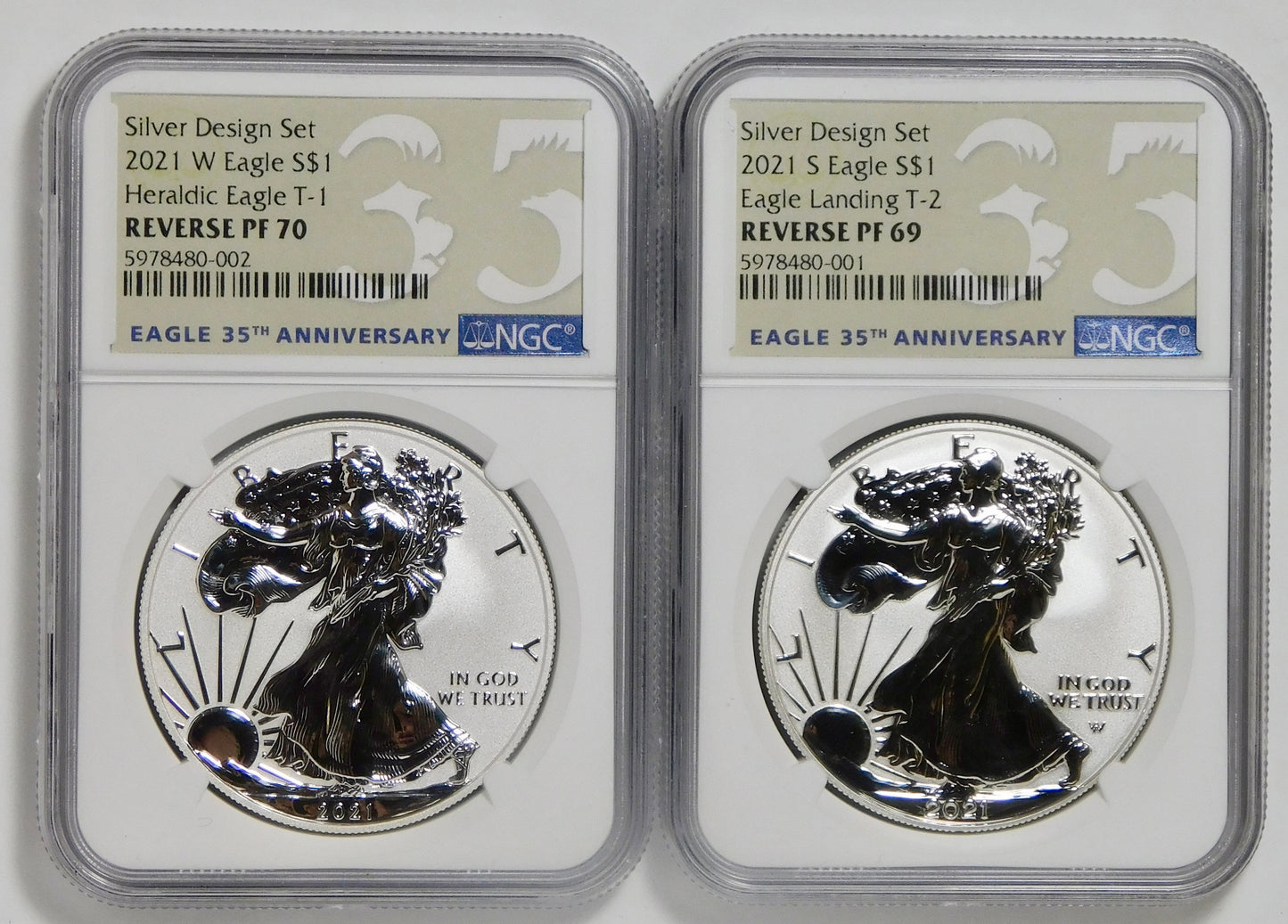 2021 S&W American Silver Eagle "Reverse Proof" Set NGC Reverse PF69/70