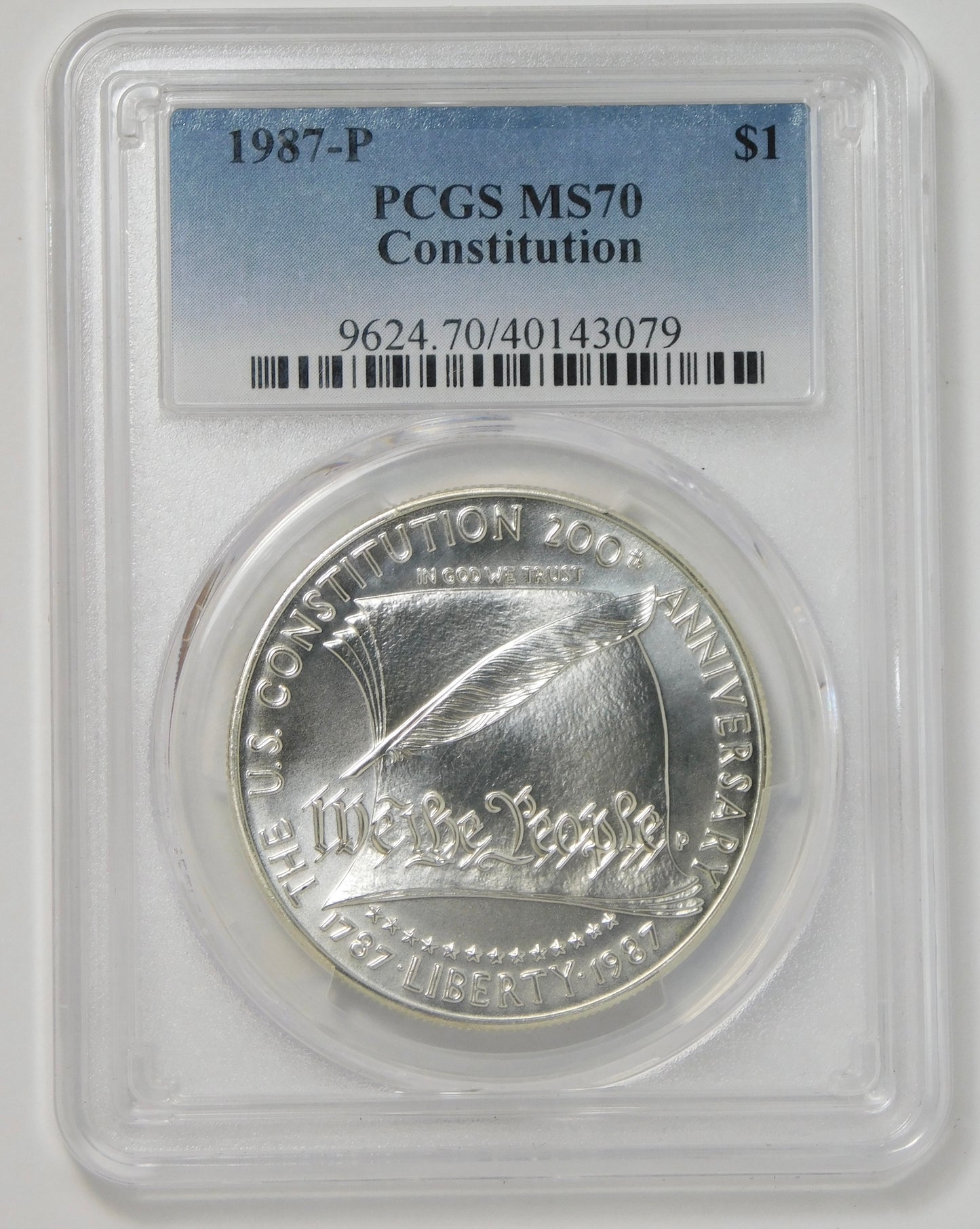 1987-P Commemorative Constitution Silver Dollar PCGS MS70