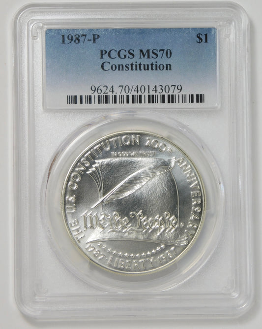 1987-P Commemorative Constitution Silver Dollar PCGS MS70