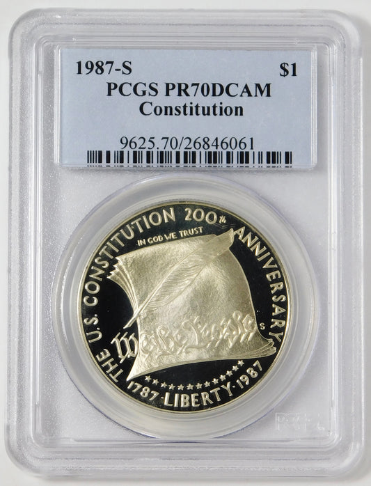 1987-P Commemorative Constitution Silver Dollar TOP GRADE! PCGS PR70DCAM