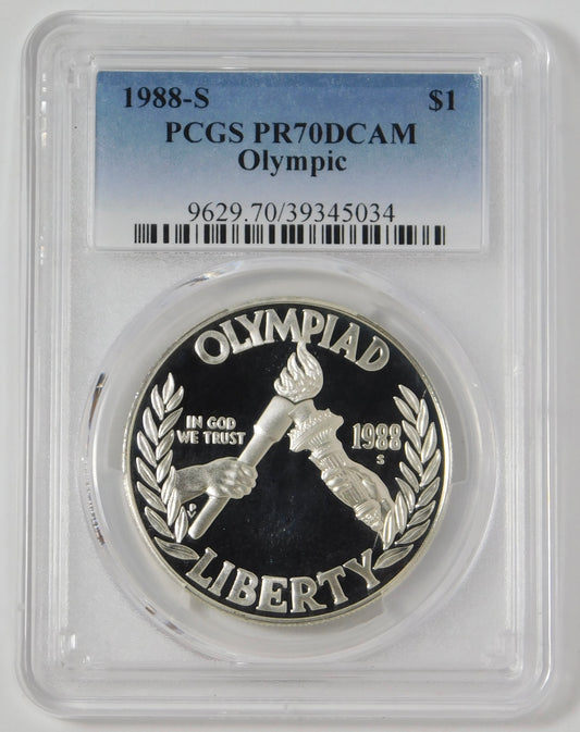 1988-P Commemorative Olympic Silver Dollar TOP GRADE! PCGS PR-70DCAM