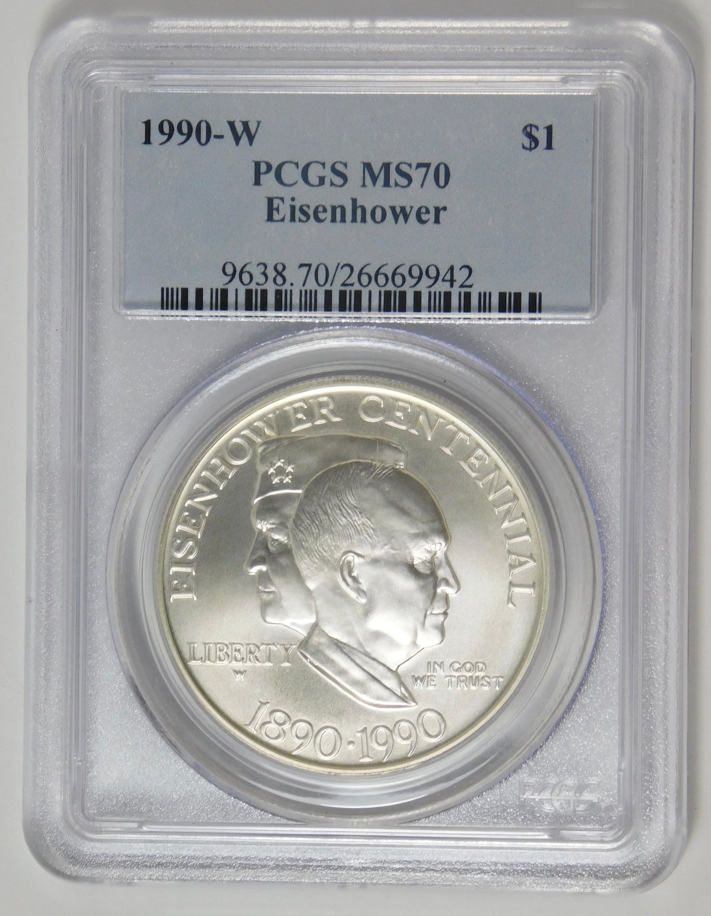 1990-W Commemorative Eisenhower "Ike" Silver Dollar TOP GRADE! PCGS MS-70