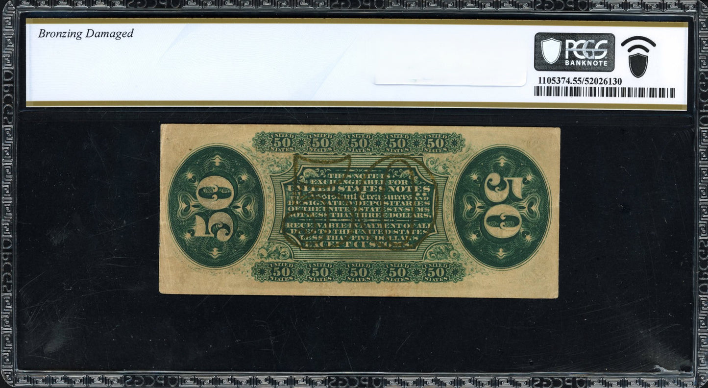 Fractional Currency Third Issue 50 Cents Note Green Back PCGS About Unc 55