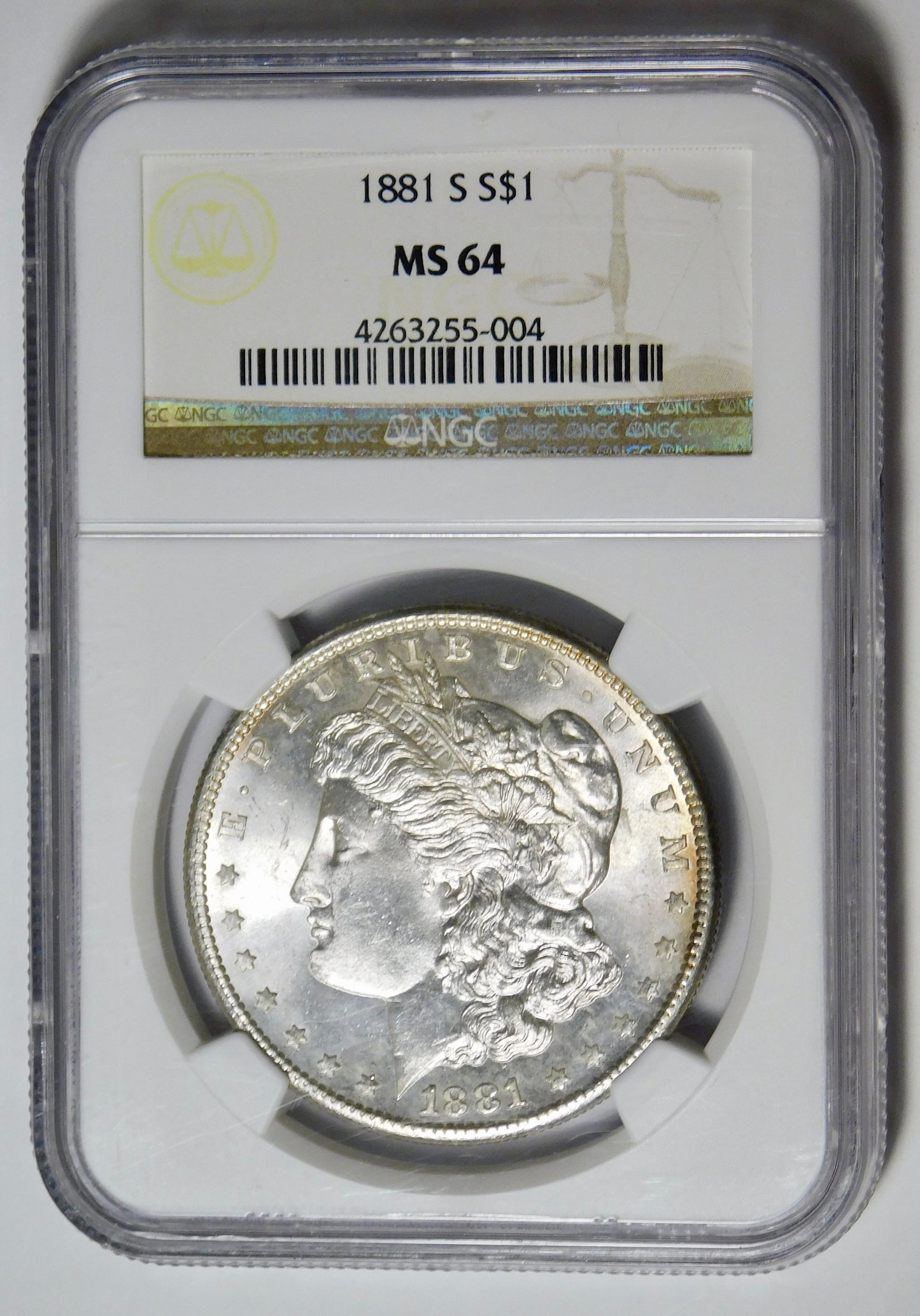 1881-S Morgan Silver Dollar NGC Mint State 64