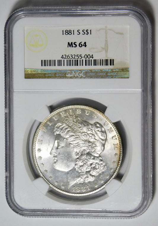 1881-S Morgan Silver Dollar NGC Mint State 64