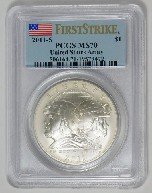 2011-S Commemorative U.S. Army Silver Dollar TOP GRADE! PCGS MS 70