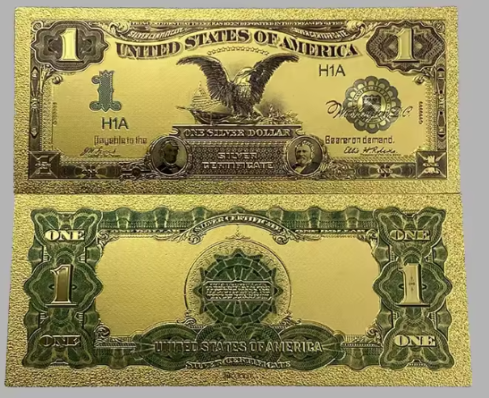 1899 Black Eagle Silver Certificate 24K Gold Foil. Protective Holder/COA