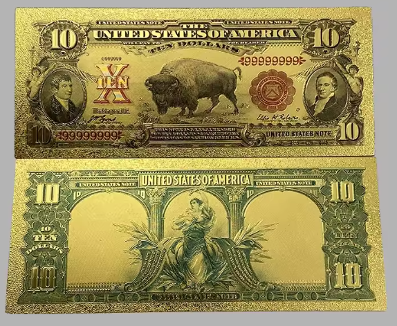 1901 Certificate "Bison" Banknote Gold-Foil W/ Protective Holder & COA