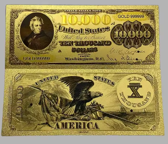 1878 Andrew Jackson Banknote 24K Gold-Foil /Holder COA