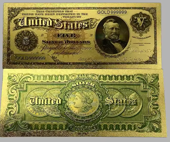 1886 Morgan Dollar Silver Certificate 24K Gold-Foil Protective Holder/COA