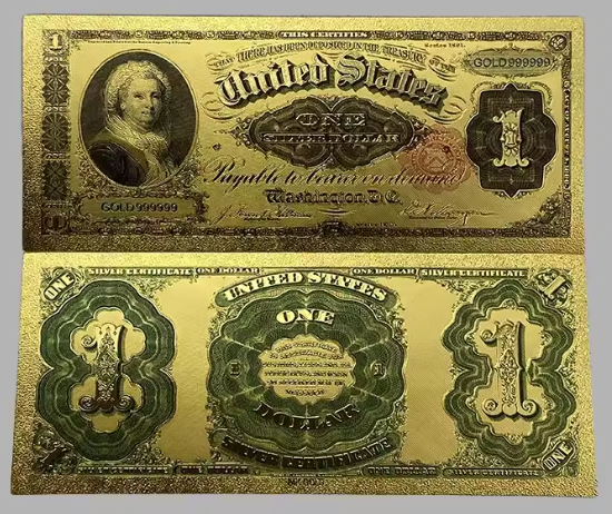 1891 Martha Washington Silver Certificate 24K Gold-foil Protective Holder/COA