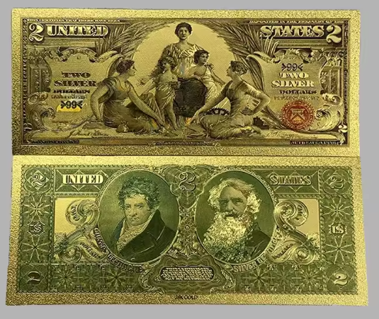 1896 Silver Certificate EDUCATIONAL Note Gold-foil. Protective Holder/COA