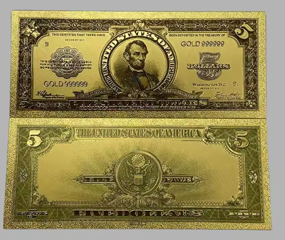 1923 Abraham Lincoln Banknote GoldFoil Note Protective Holder / COA