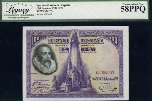 1928 100 Pesetas Banco de Espana Note Choice About New 58 PPQ