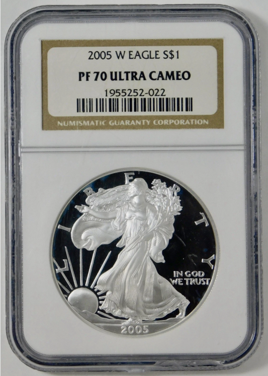2005-W American Eagle Silver Dollar Top Grade! NGC PF-70 UC