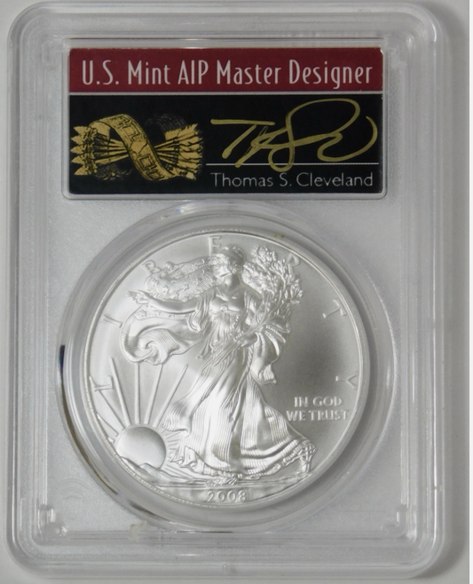 2008 American Eagle Silver Dollar Top Grade! PCGS MS-70 Cleveland Signed
