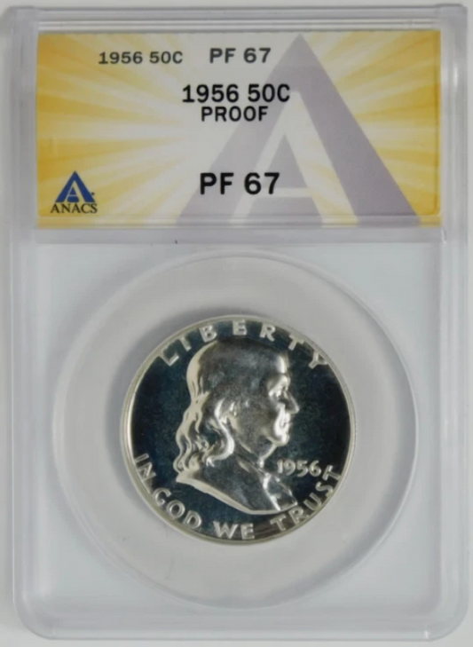 1956 Silver Franklin Half Dollar ANACS Gem Proof 67