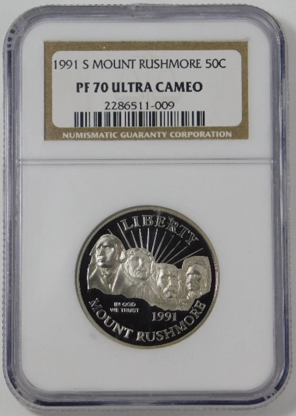 1991-S Commemorative Mt Rushmore Half Dollar TOP GRADE! NGC PF70 Ultra Cameo