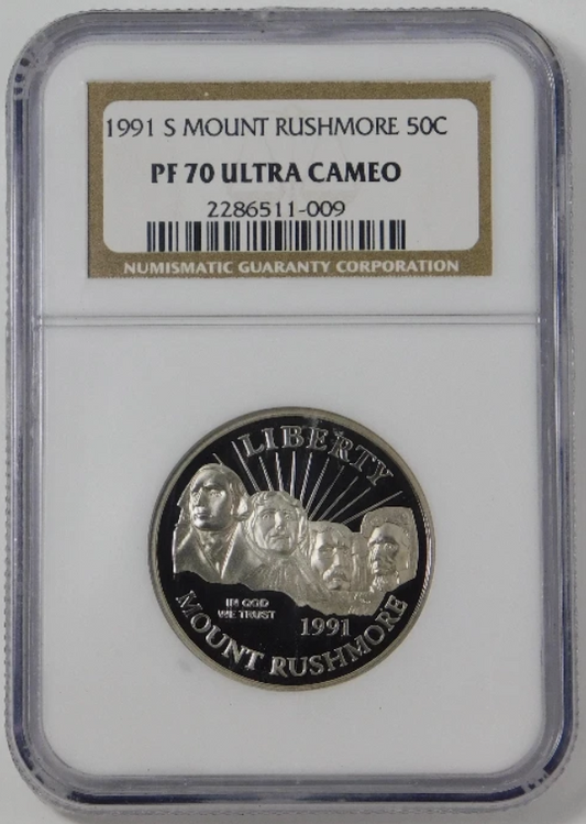1991-S Commemorative Mt Rushmore Half Dollar TOP GRADE! NGC PF70 Ultra Cameo
