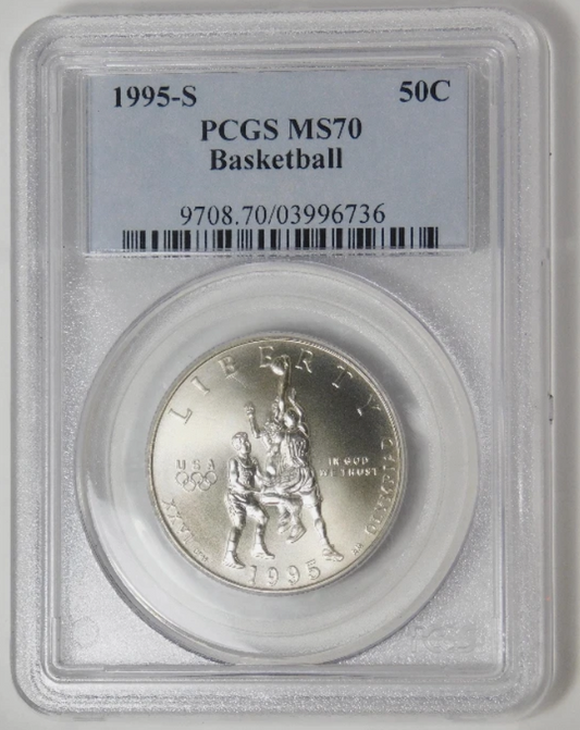 1995-S Commemorative Basketball Half Dollar TOP GRADE! PCGS Mint State 70