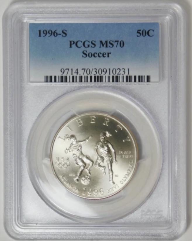 1996 S Commemorative Soccer Olympic Half Dollar TOP GRADE! PCGS MS-70