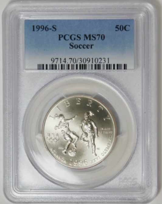 1996 S Commemorative Soccer Olympic Half Dollar TOP GRADE! PCGS MS-70