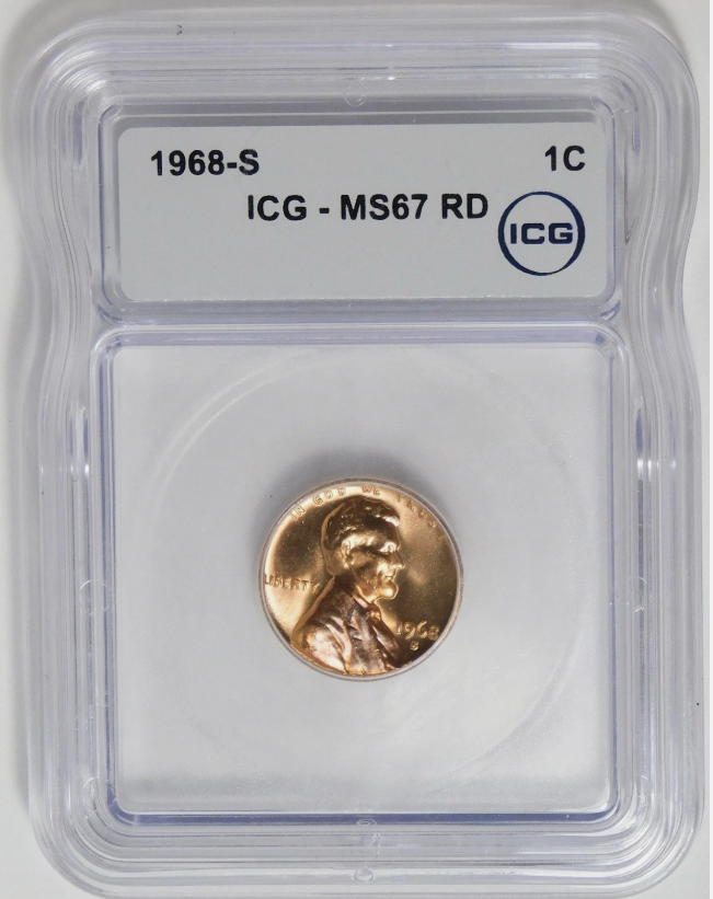 1968-S Lincoln Cent BIG GRADE! ICG Mint State 67 RD