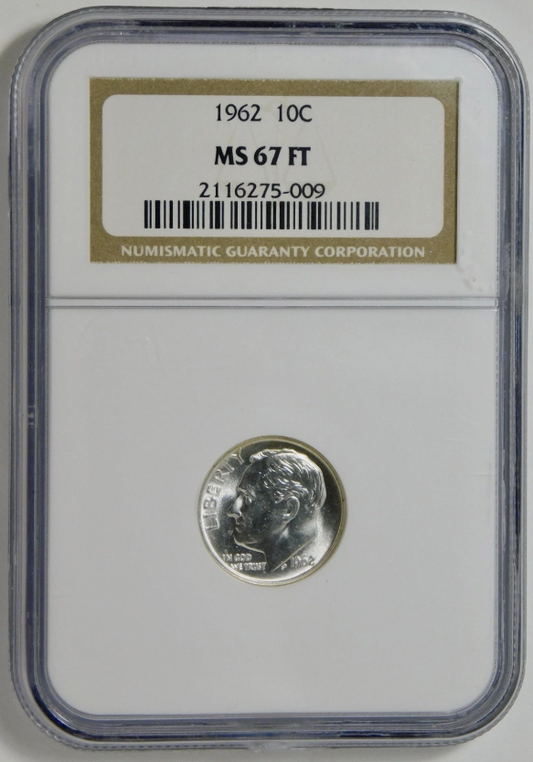 1962 Silver Roosevelt Dime HIGH GRADE! NGC Mint State 67 FT (Full Torch)