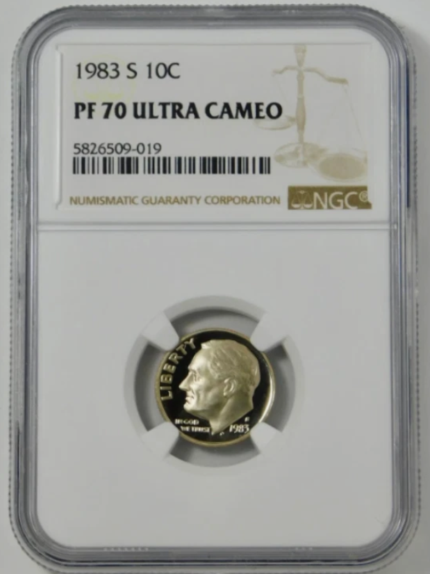 1983-S Roosevelt Dime TOP GRADE! NGC Gem Proof 70 Ultra Cameo