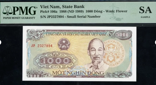 1988 1,000 Dong Viet Nam State Bank Note PMG "Sample Slab" from FCAS