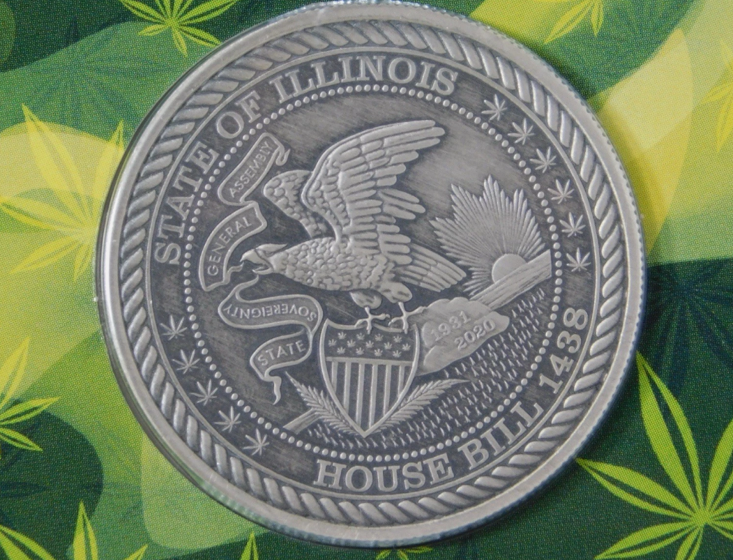 State of illinois 1 OZ .999 Fine Silver Legalized Cannibis Commmeorative Coin