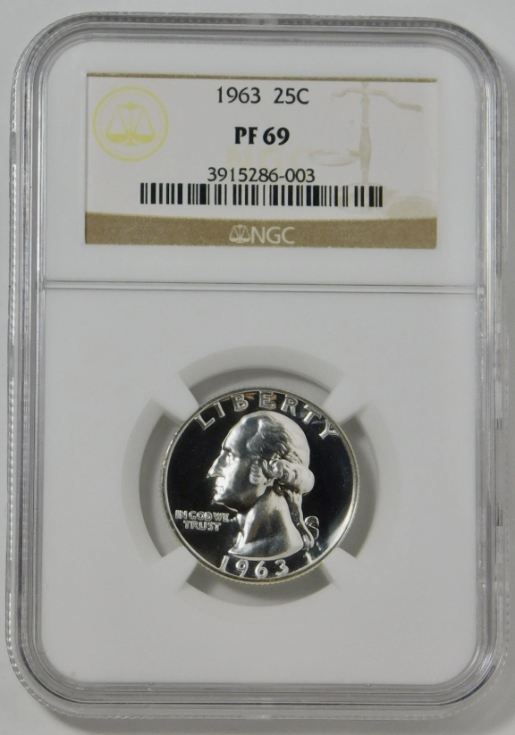 1963 Silver Washington Quarter HIGH GRADE! NGC Gem Proof 69