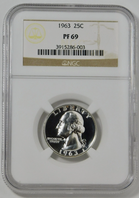 1963 Silver Washington Quarter HIGH GRADE! NGC Gem Proof 69
