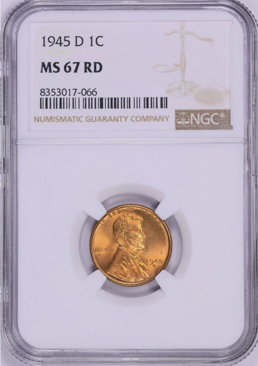 1945-D Lincoln Wheat Cent HIGH GRADE! NGC MS-67 RD