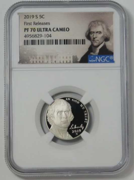 2019-S Jefferson Nickel First Releases! NGC Gem Proof 70 UC
