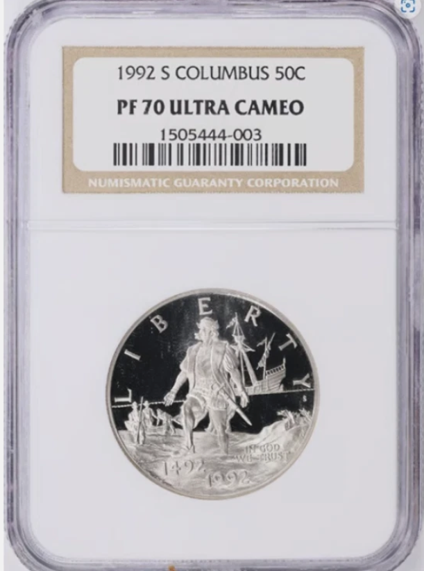 1992-S Columbus Quincentenary Half Dollar TOP GRADE! NGC Gem Proof 70 Ultra Came