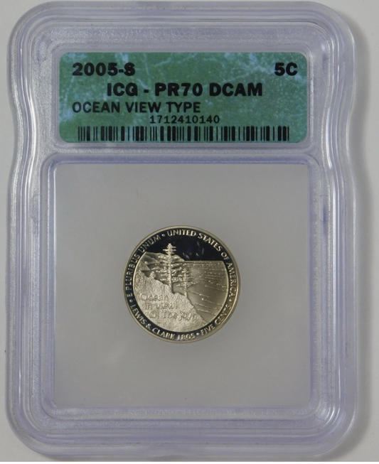 2005-S Jefferson Nickel "Ocean View" TOP GRADE! ICG PR70 DCAM
