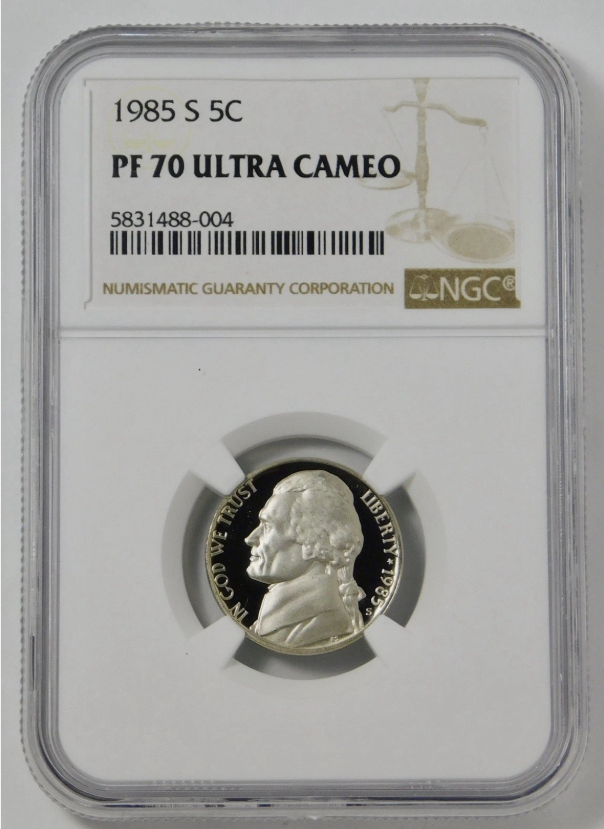 1985-S Jefferson Nickel TOP GRADE! NGC Gem Proof 70 Ultra Cameo