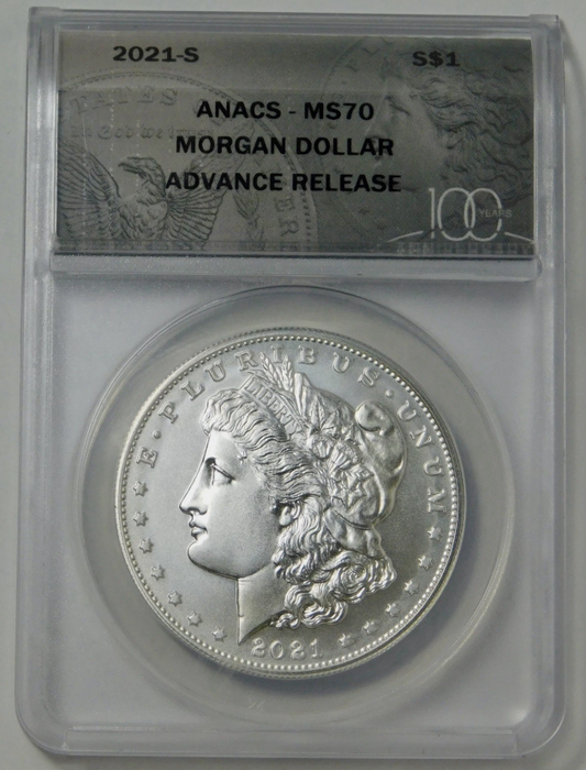 2021-S Morgan Silver Dollar ADVANCE RELEASE! TOP GRADE Mint State 70.